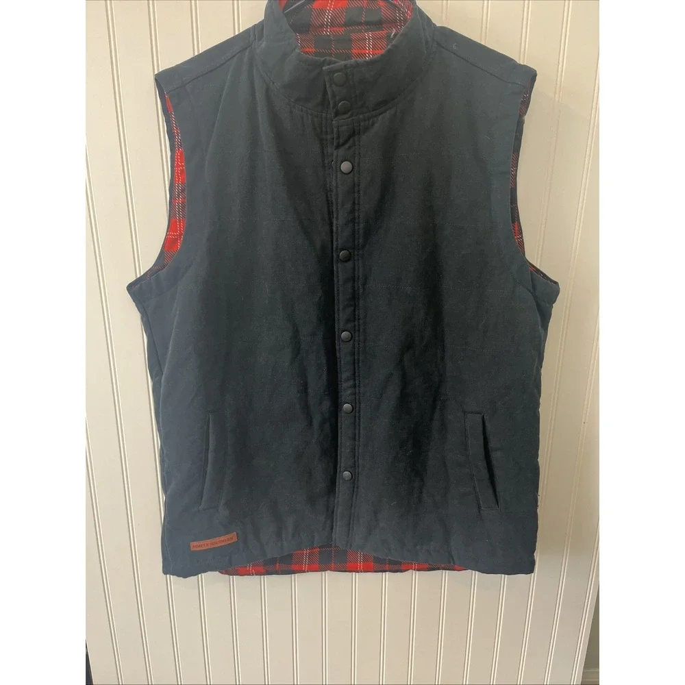 Simply‎ Southern Vest Mens XL Black Red Plaid Sleeveless Preppy Outdoors Casual